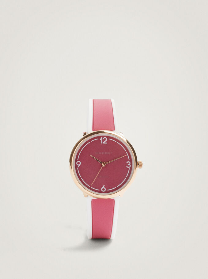Relógio Bracelete De Silicone, Rosa, hi-res