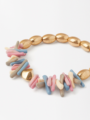 Bracelet Doré Avec Perles, Multicolore, hi-res