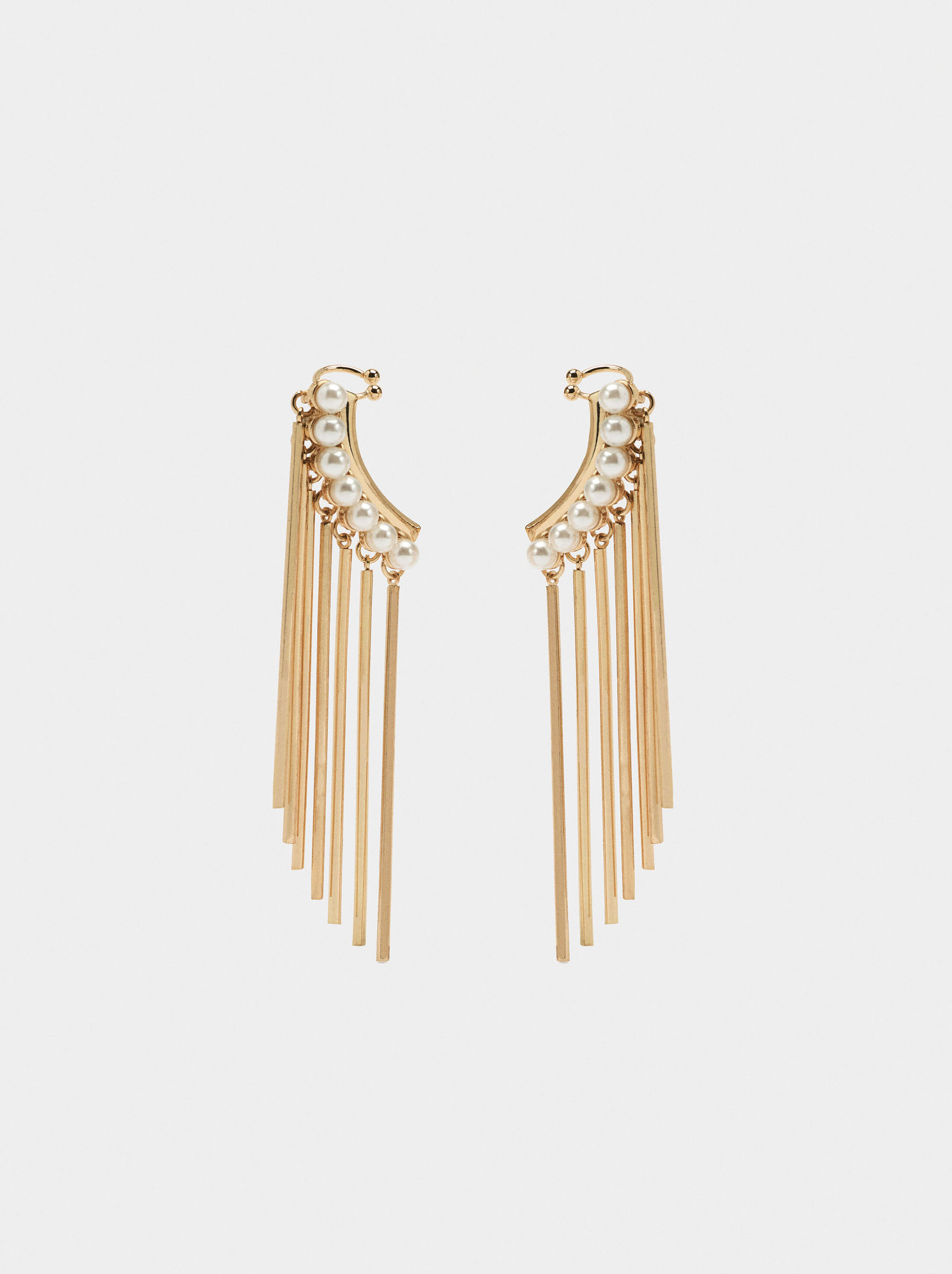 Earrings ear jacket with pearls and bars image number 0.0