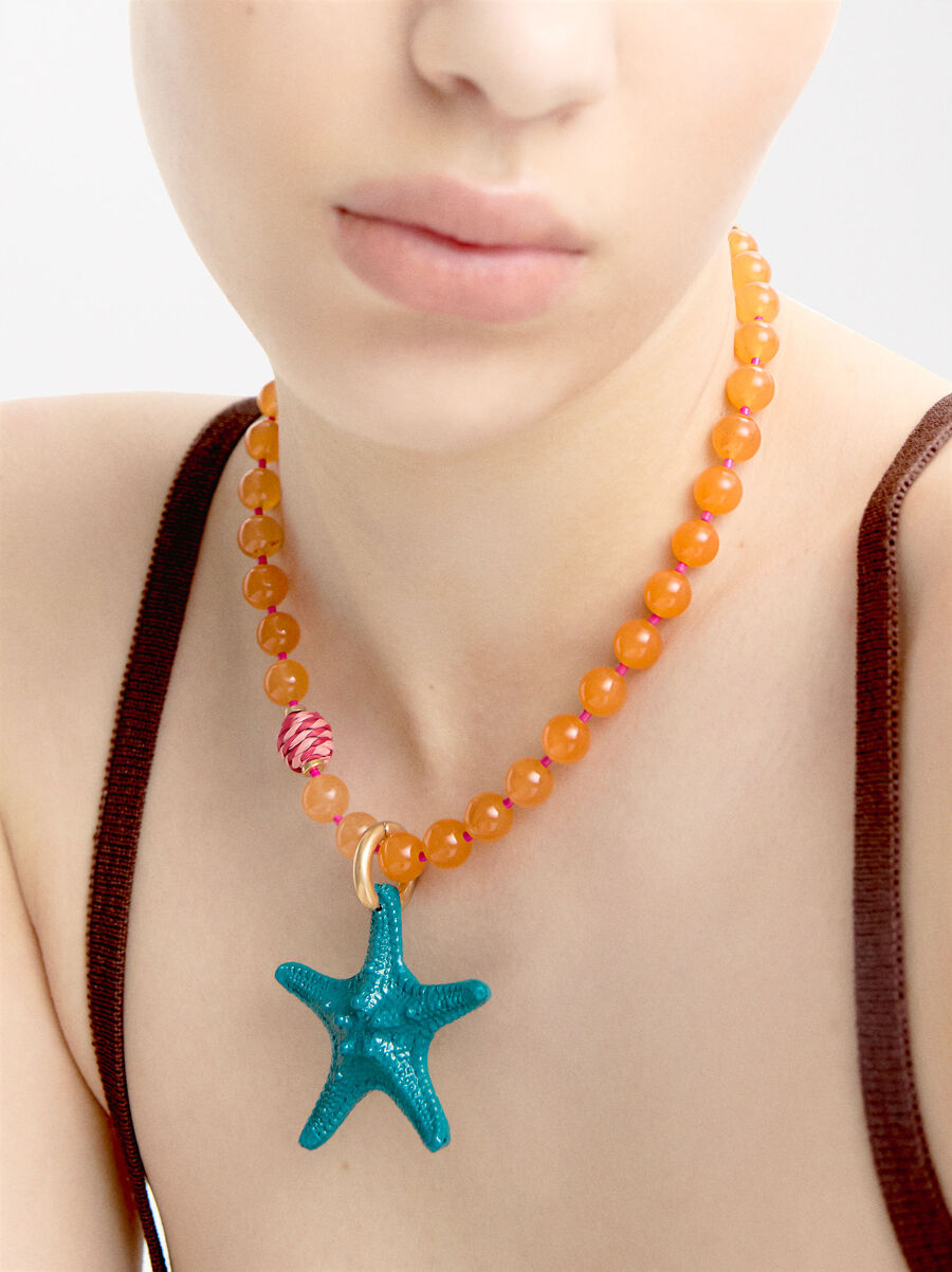 Starfish stone bead necklace