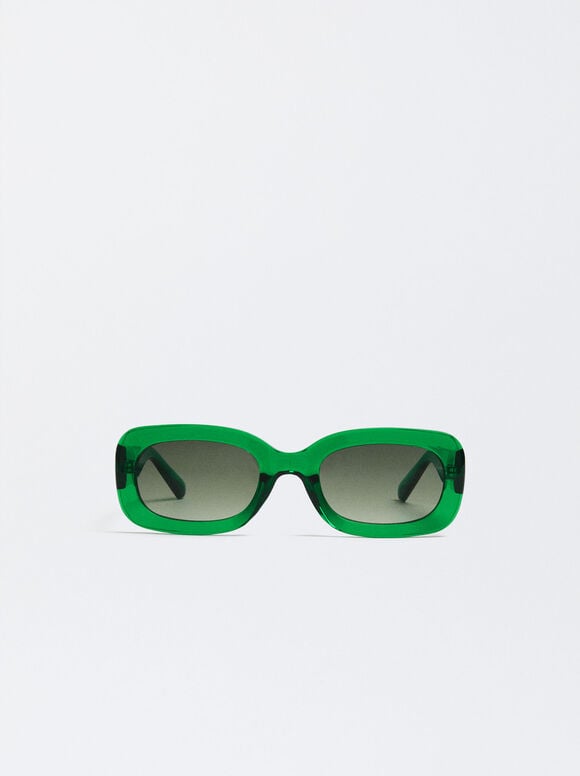 Sonnenbrille Mit Viereckigem Gestell, Grün, hi-res