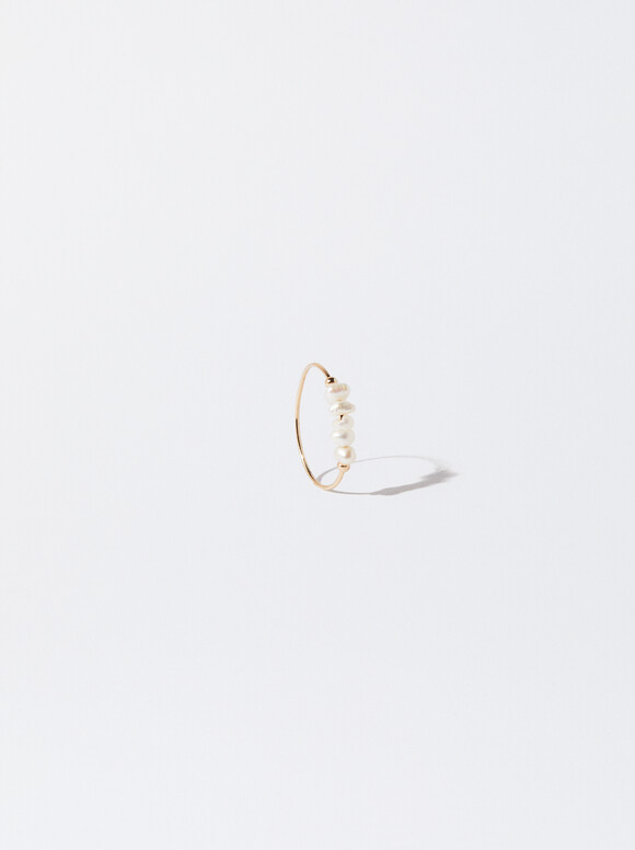 Ring With Freshwater Pearl, Golden, hi-res