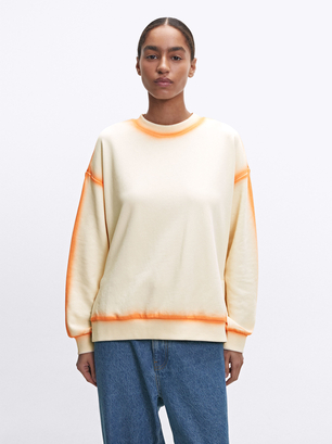 Cotton Sweatshirt, Beige, hi-res