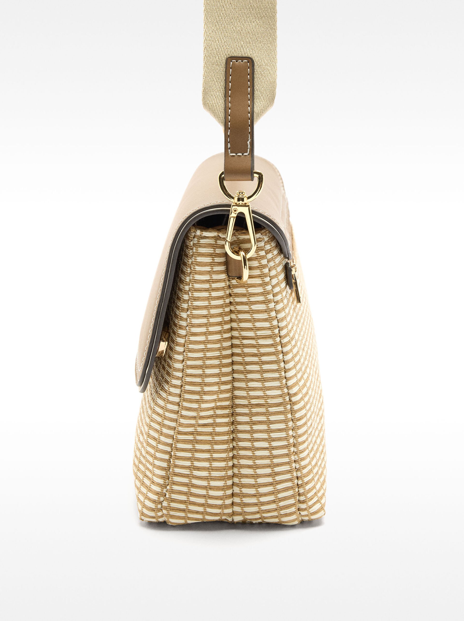 Torba typu crossbody efekt rafii w paski image number 1.0