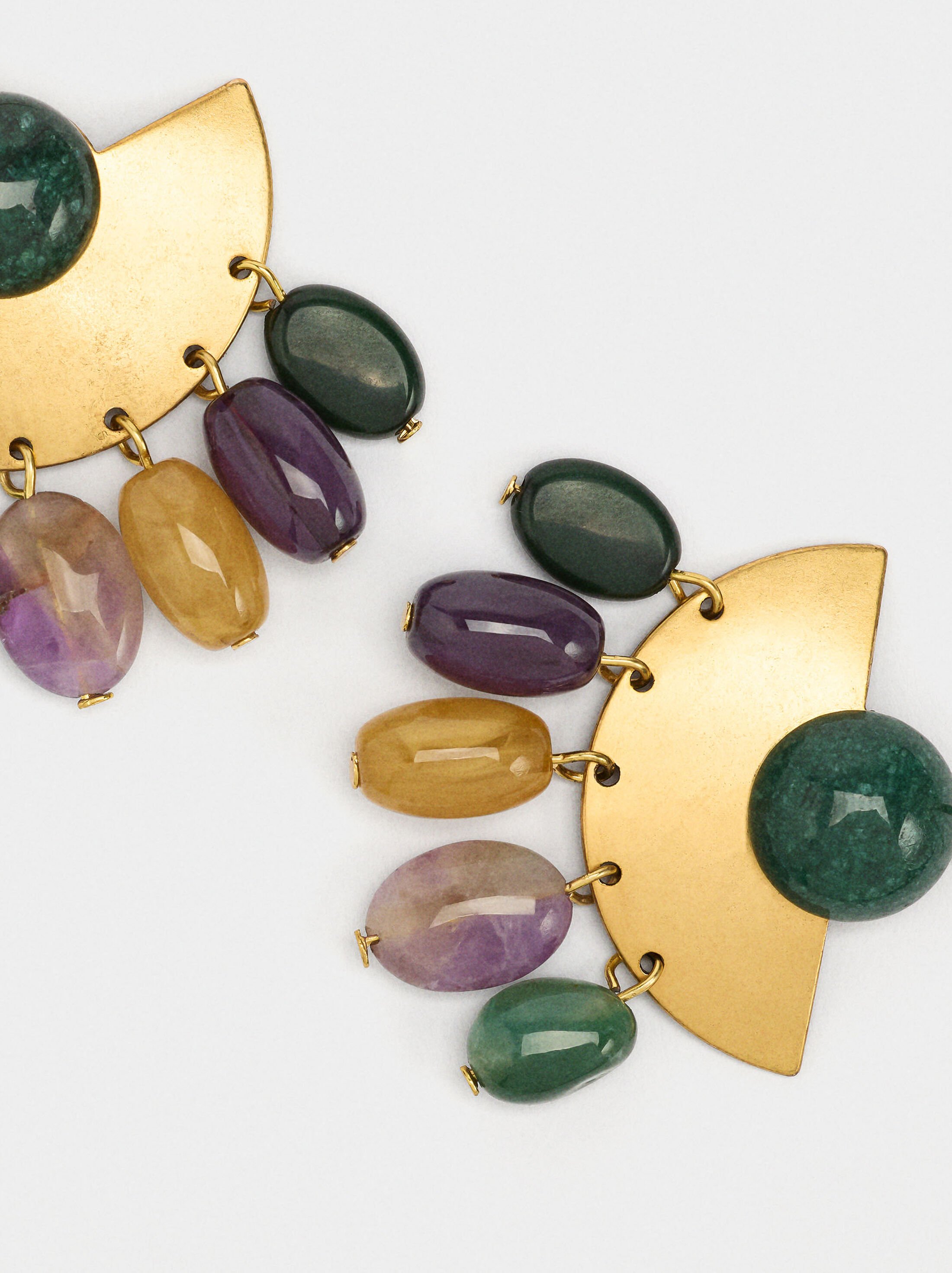 Fan earrings with stones image number 2.0