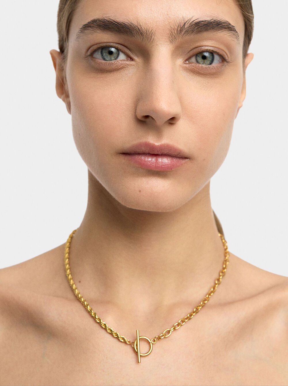 Short necklace with links - stainless steel