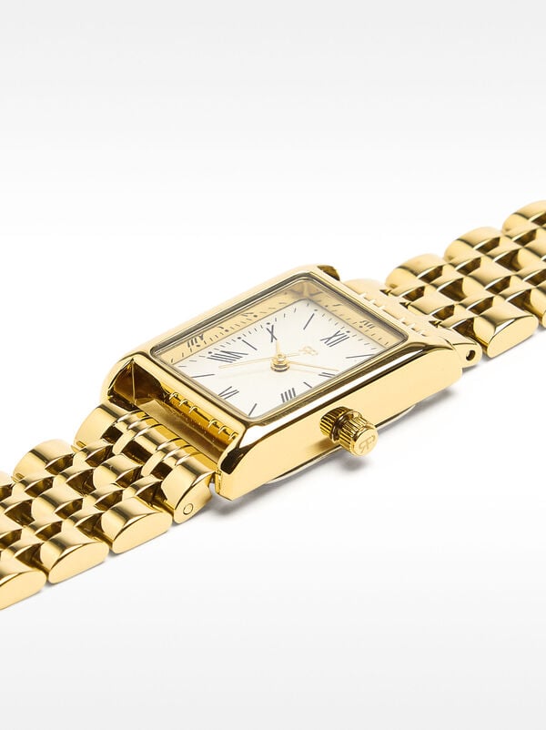 Square watch with a stainless steel bracelet