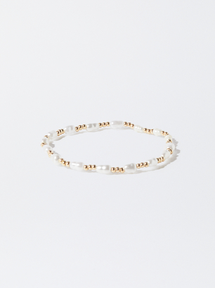 Bracelet With Freshwater Pearl, Golden, hi-res