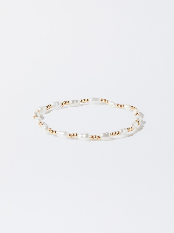 Bracelet With Freshwater Pearl, Golden, hi-res