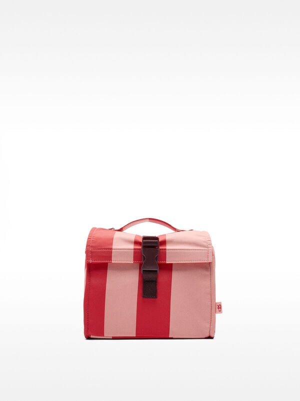 Striped nylon lunch bag