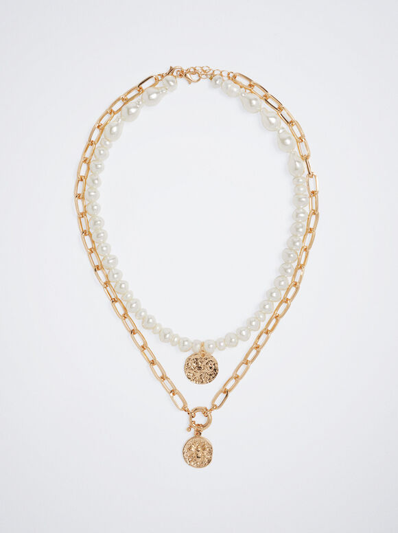 Necklace Set With Freshwater Pearl, White, hi-res