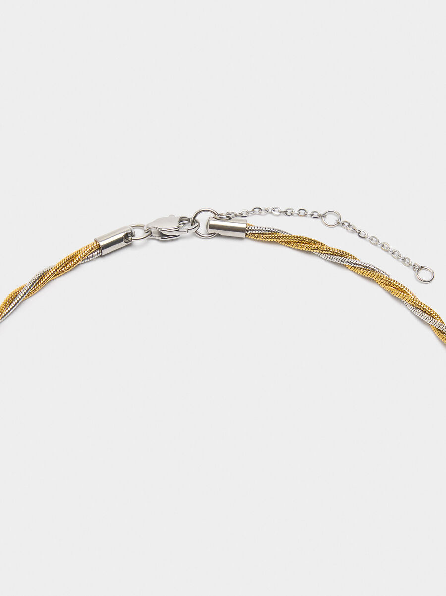 Bicolor intertwined necklace with stainless steel
