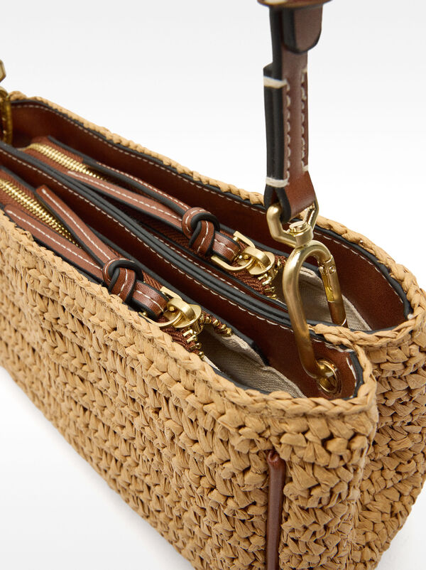 Double straw-effect crossbody bag