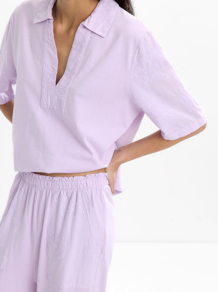 100% cotton trousers with embroidery
