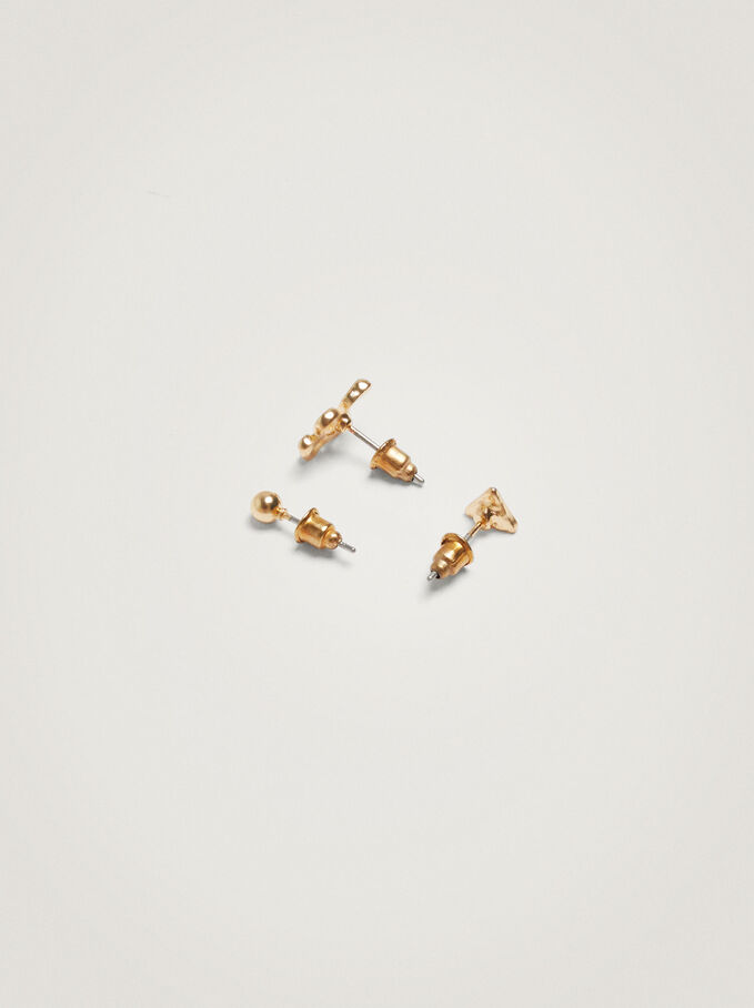 Gold Earring Set With Snake, Golden, hi-res