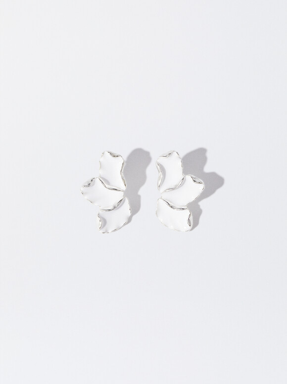 Flower Earrings, White, hi-res