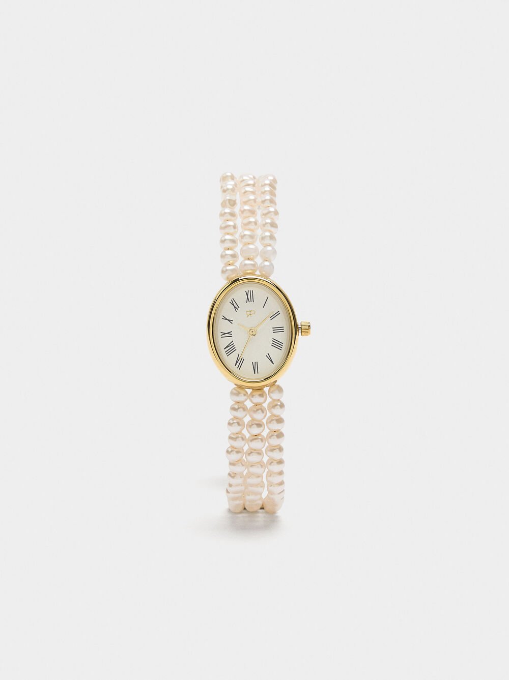 Watch with multi-strap pearl bracelet