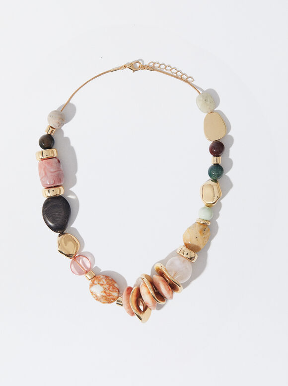 Multicoloured Necklace With Stone, Multicolor, hi-res