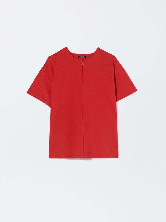 Round-Neck T-Shirt, Red, hi-res