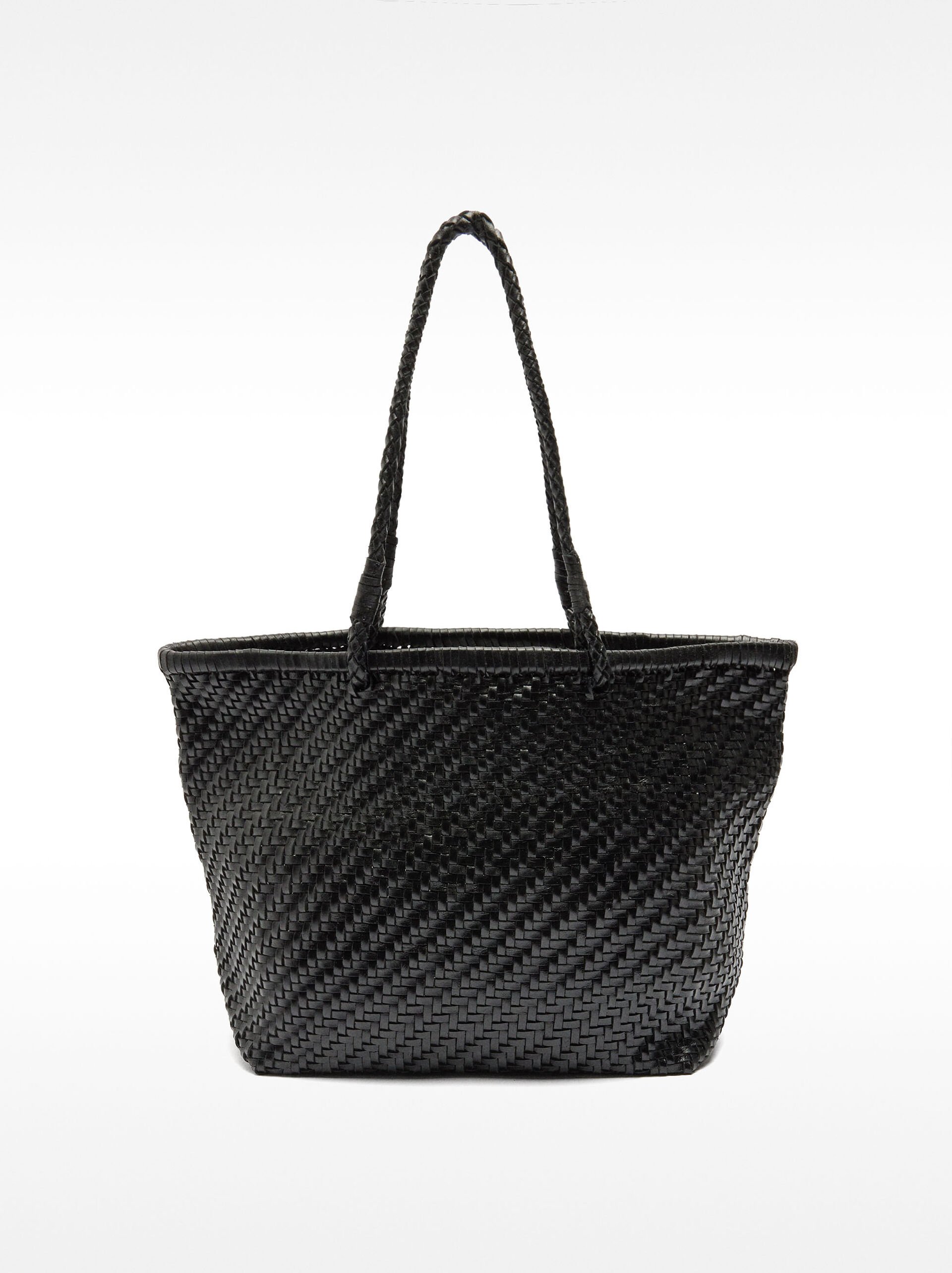 Pleciona torba shopper ze skóry image number 6.0