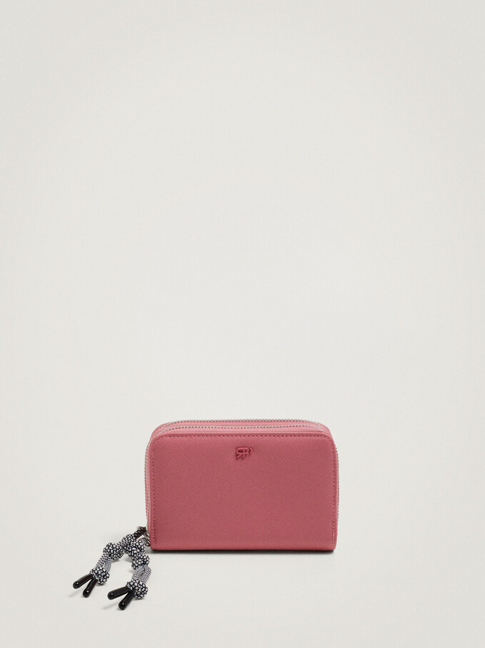 Wallet With Cord Detail, Pink, hi-res