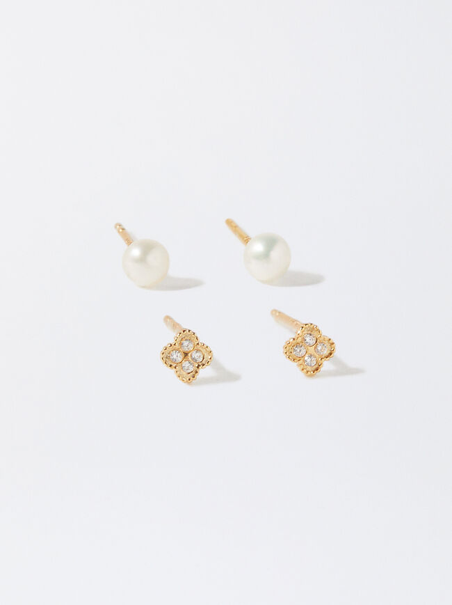 925 Silver Studs With Freshwater Pearls image number 0.0