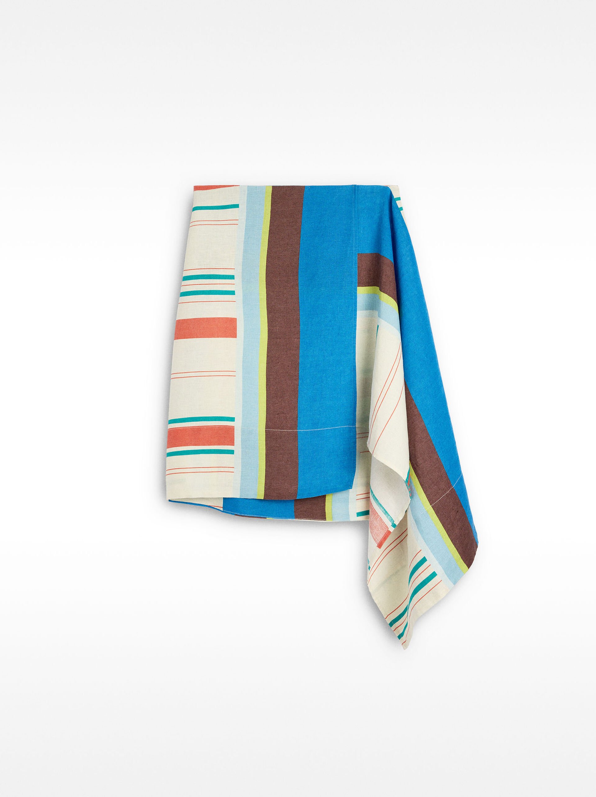 Contrast midi skirt 100% linen image number 4.0