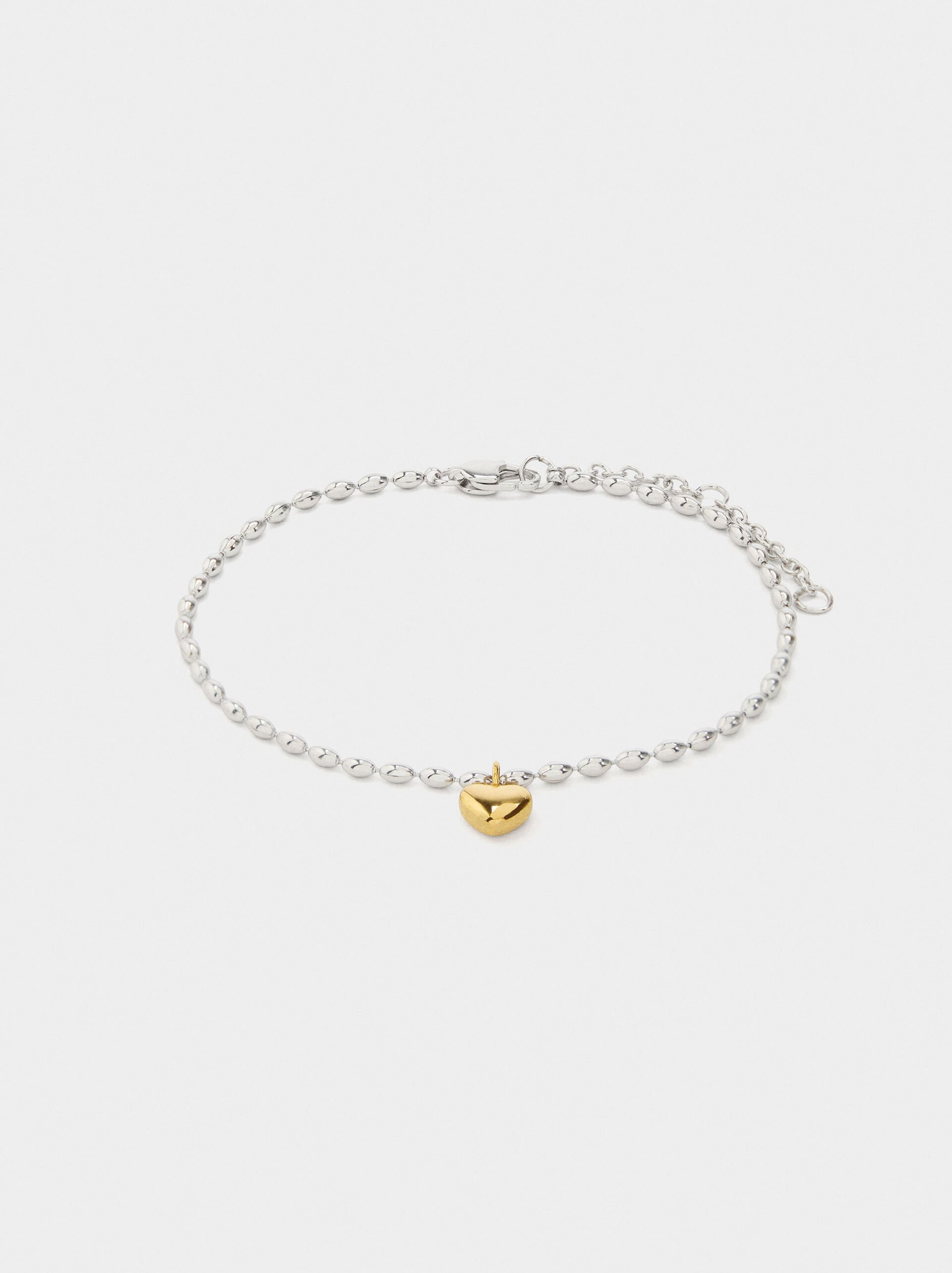 Bracelet bicolore avec pendentif cœur - acier inoxydable image number 0.0