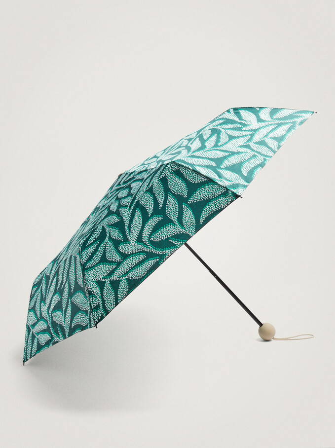 Small Printed Umbrella, Green, hi-res