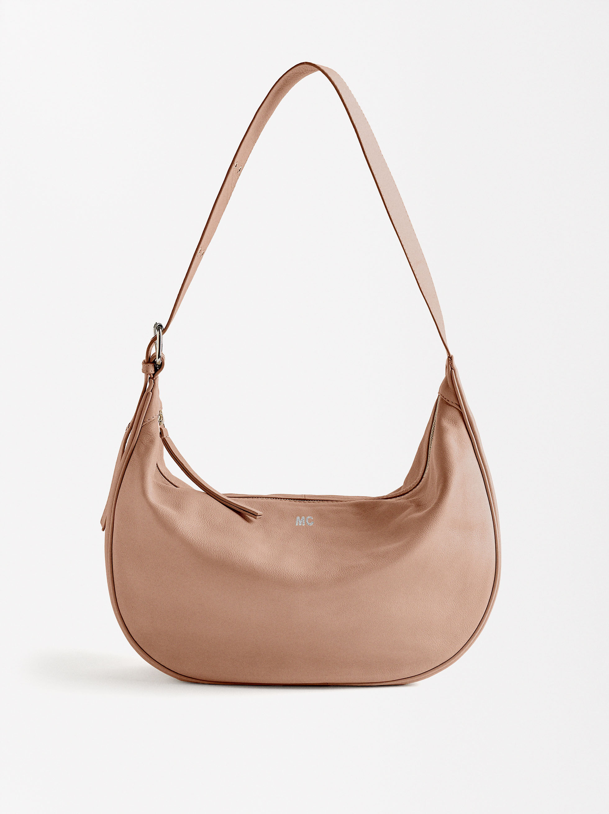 Leather Shoulder Bag L Personalized Black Parfois