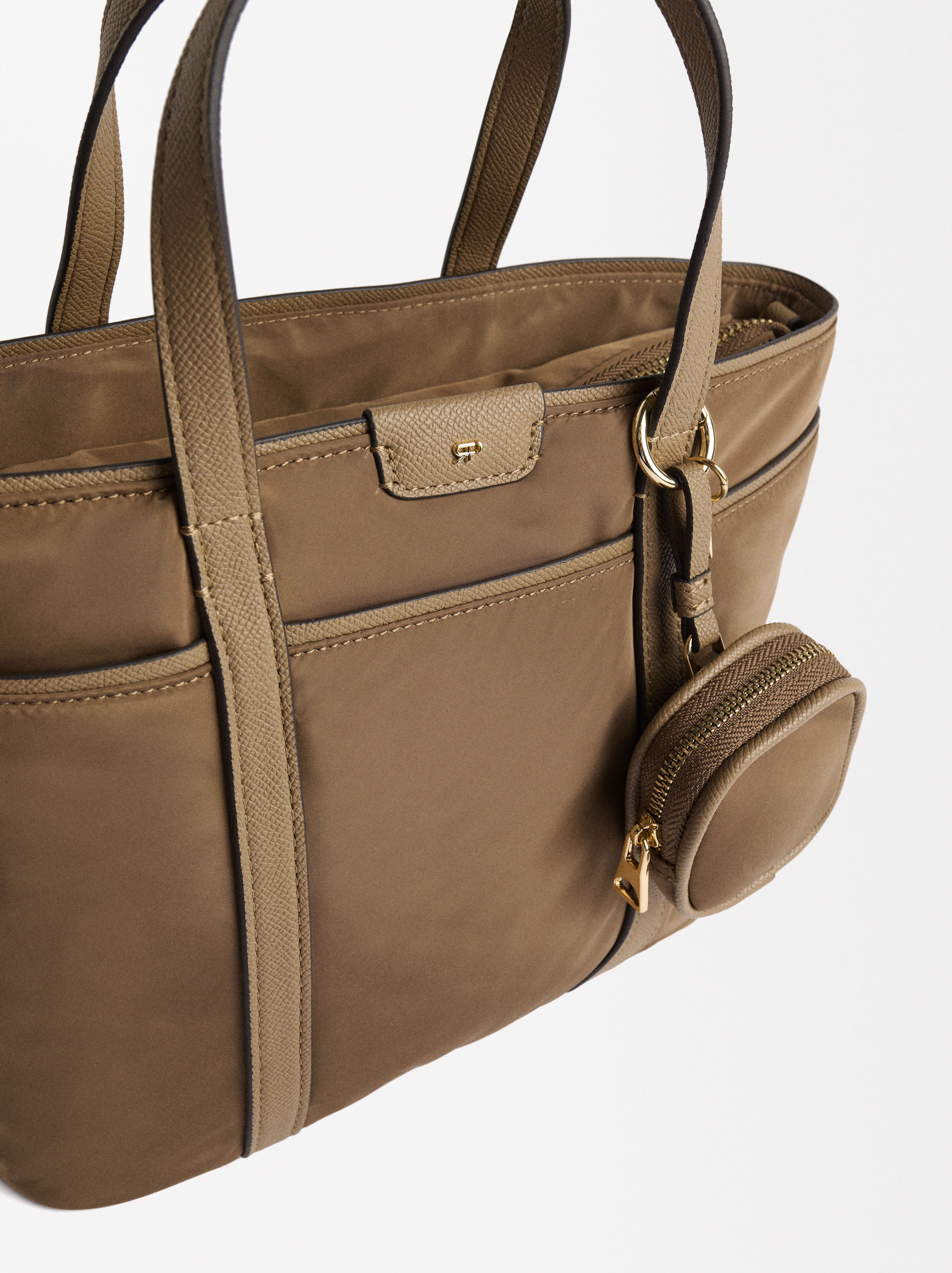 Nylon Tote Bag With Pendant Black Parfois
