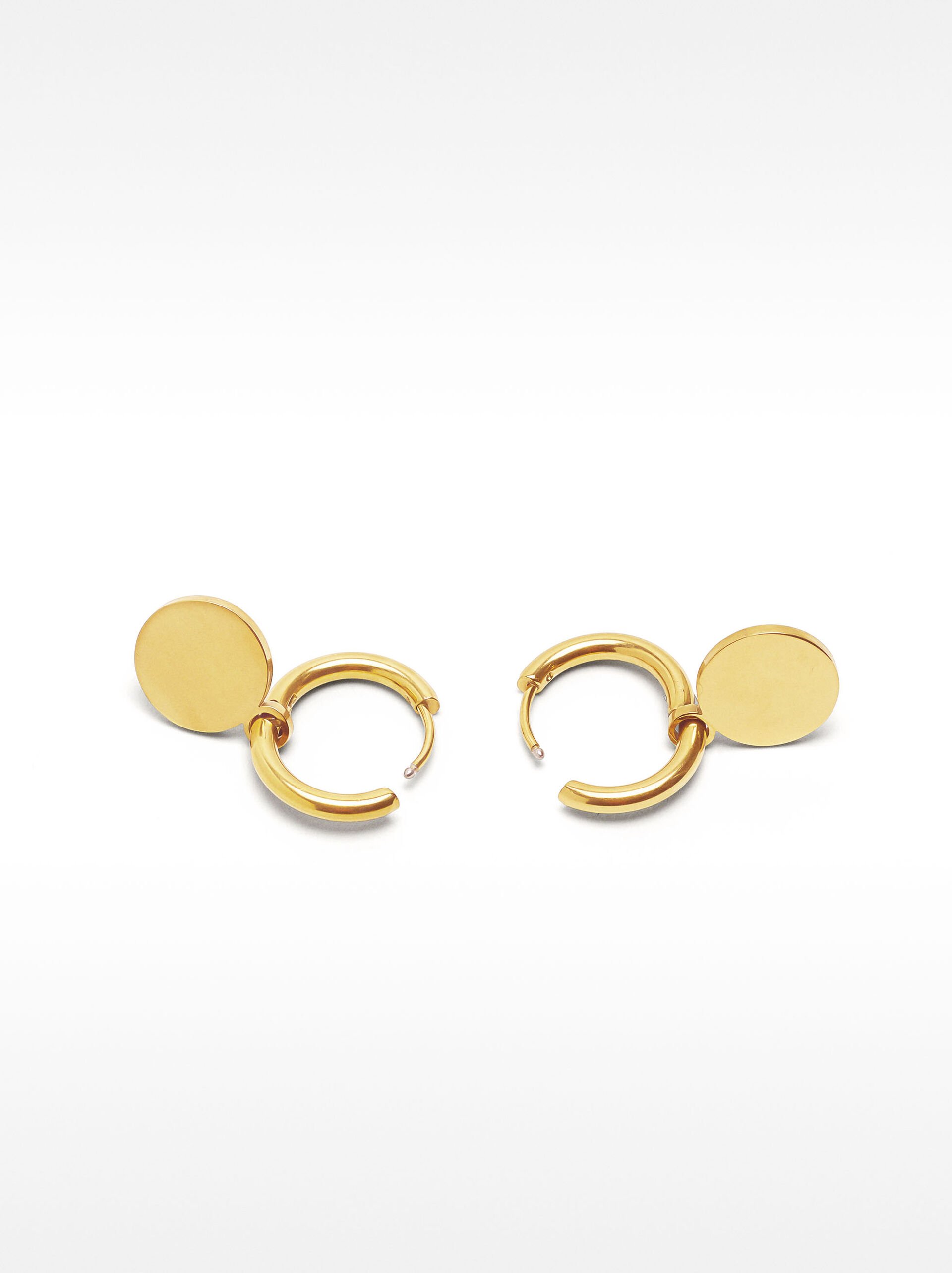 Hoop earrings with medalion - stainless steel image number 2.0