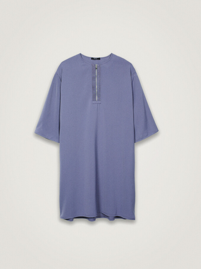 Short Dress With Zip, Blue, hi-res