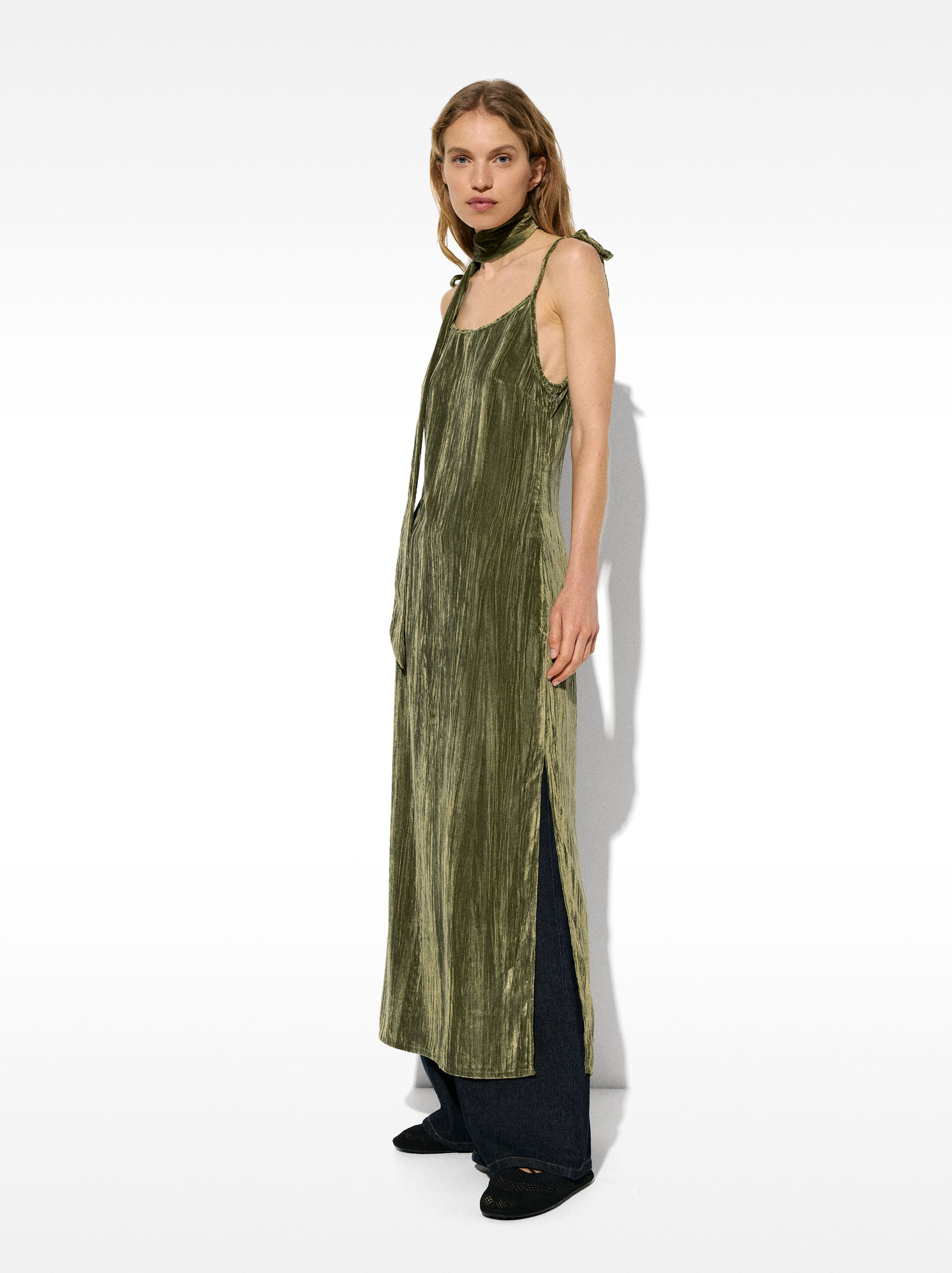 Velvet strappy dress image number 1.0