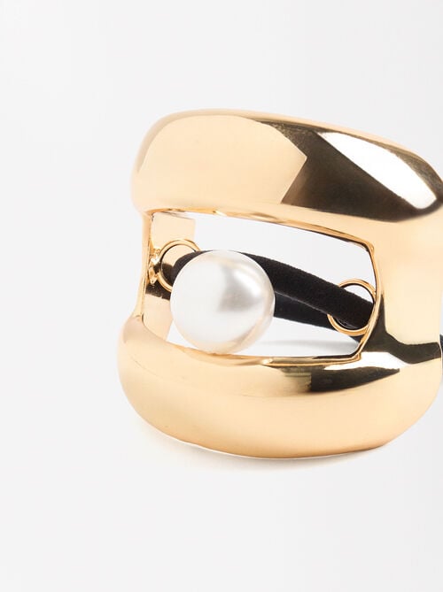 Elástico para el pelo con detalle dorado