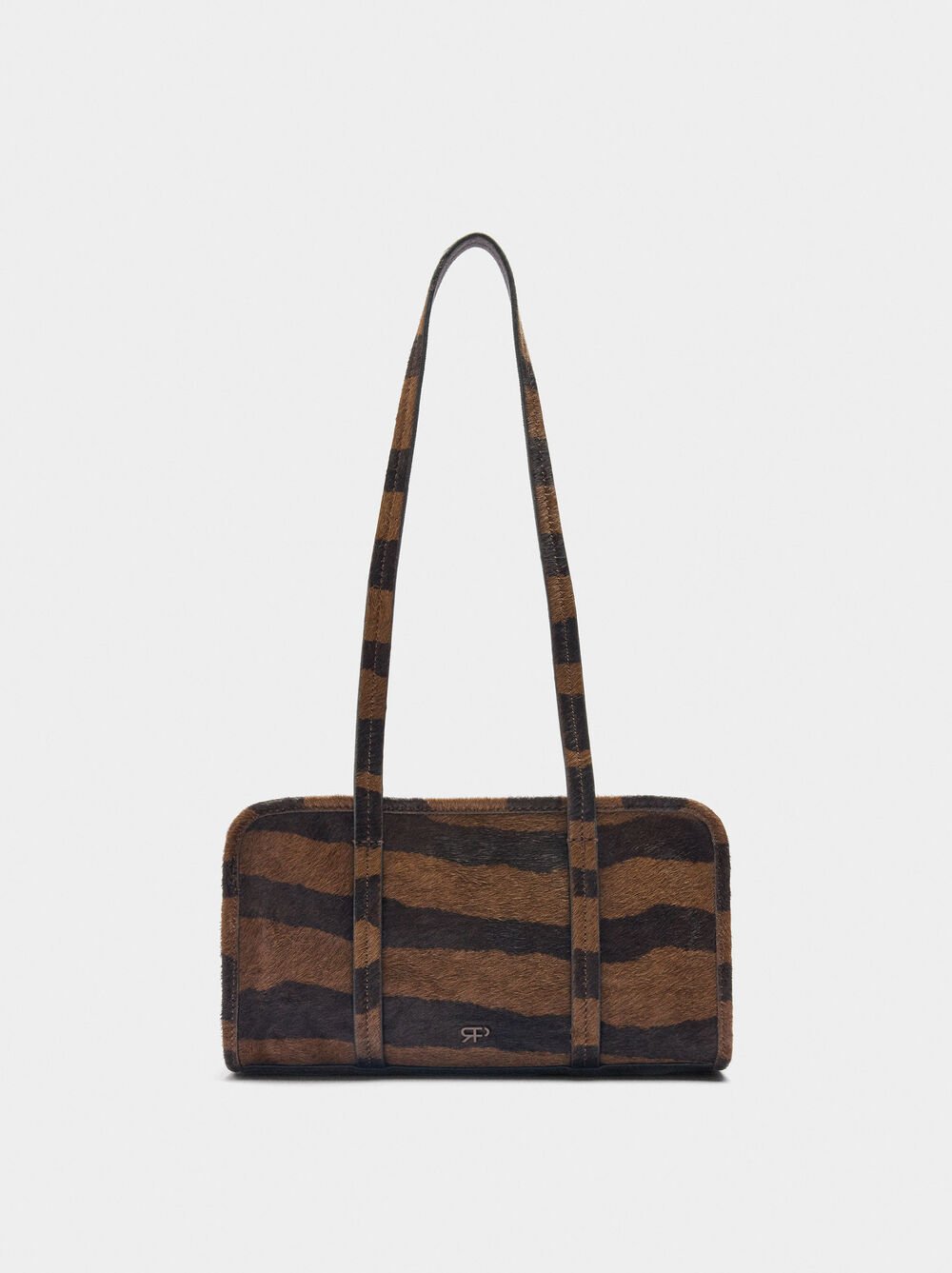 Animal print leather bowling bag