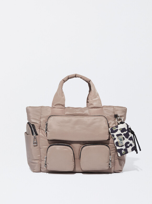 Nylon Tote Bag L, Camel, hi-res