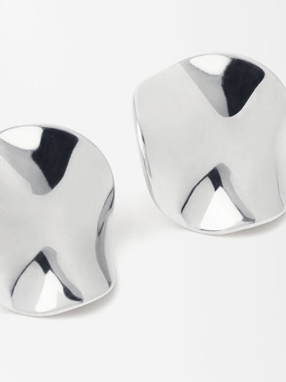 Irregular Earrings - Stainless Steel, Silver, hi-res