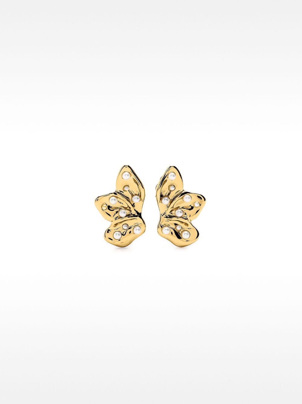 Half-flower earrings with pearls