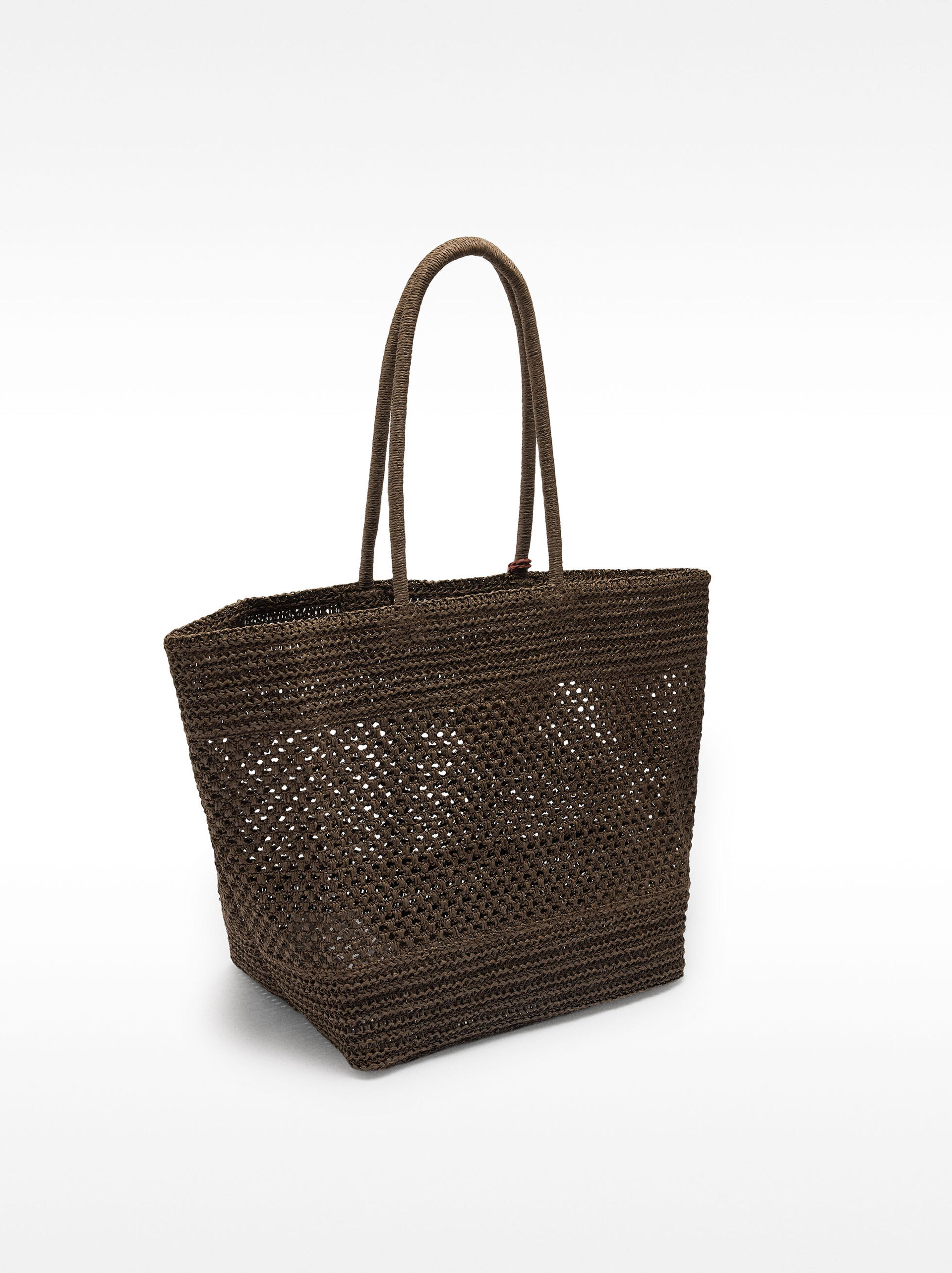 Straw-effect shopper bag with pendant image number 3.0