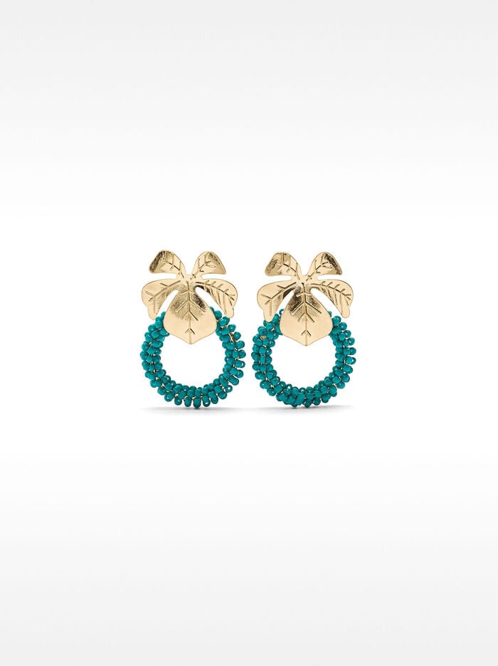 Pendientes con hoja y abalorios