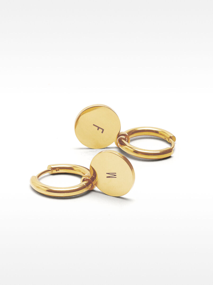 Hoop earrings with medalion - stainless steel