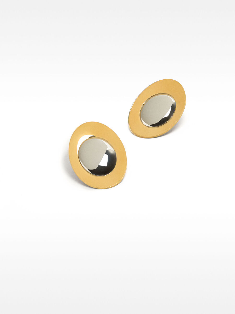Pendientes bicolor ovalados - acero inoxidable
