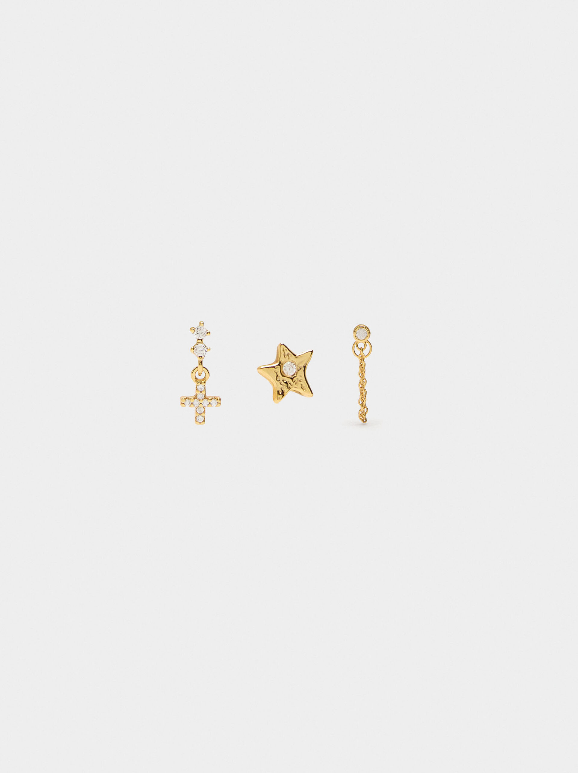 Set of earrings with cross and star - 925 sterling silver image number 0.0