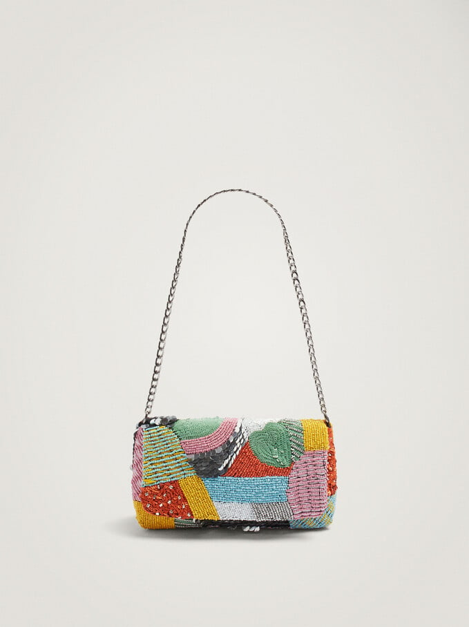 Party Clutch With Beads, Orange, hi-res