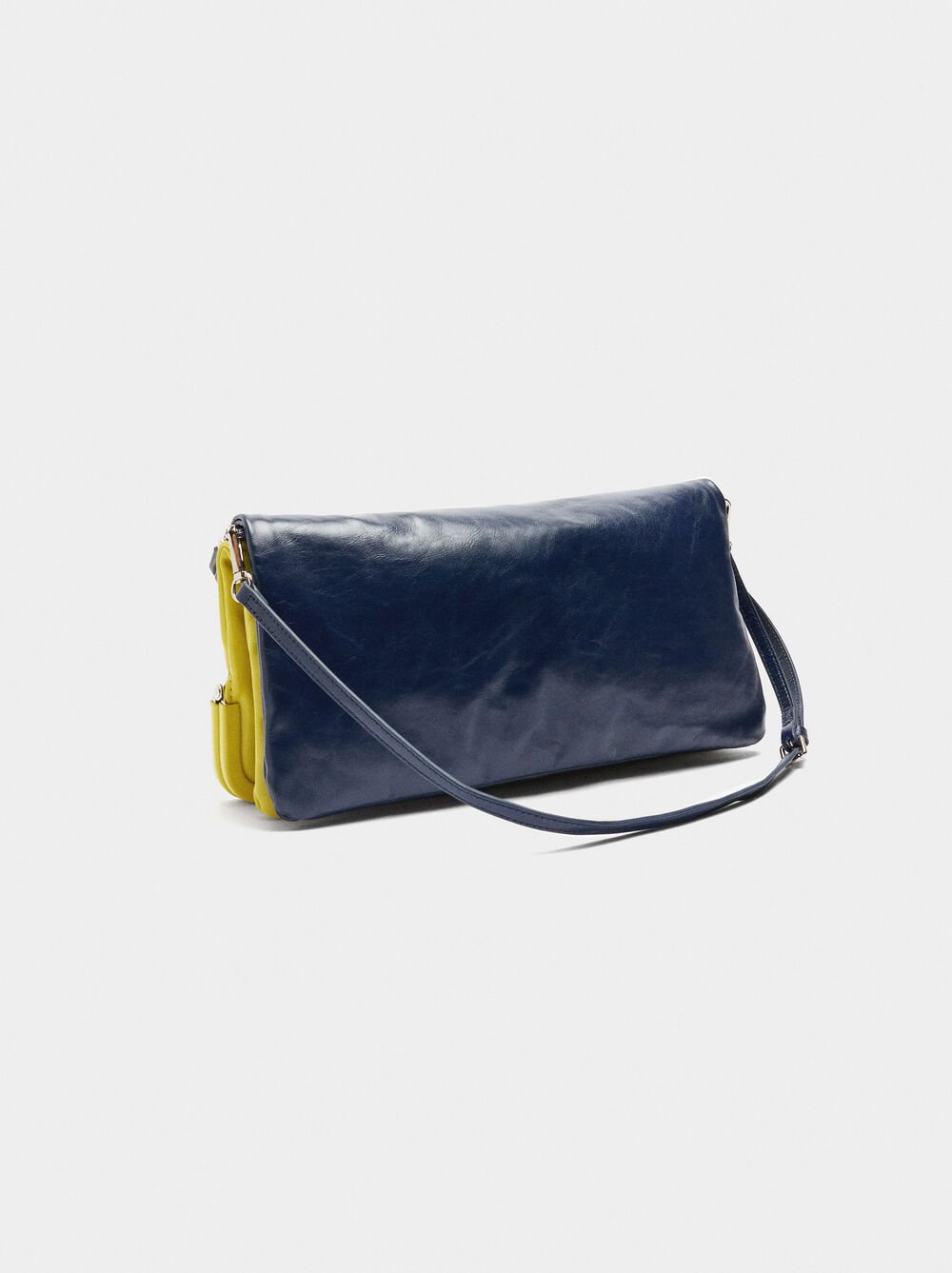 Double envelope bag in bicolour leather