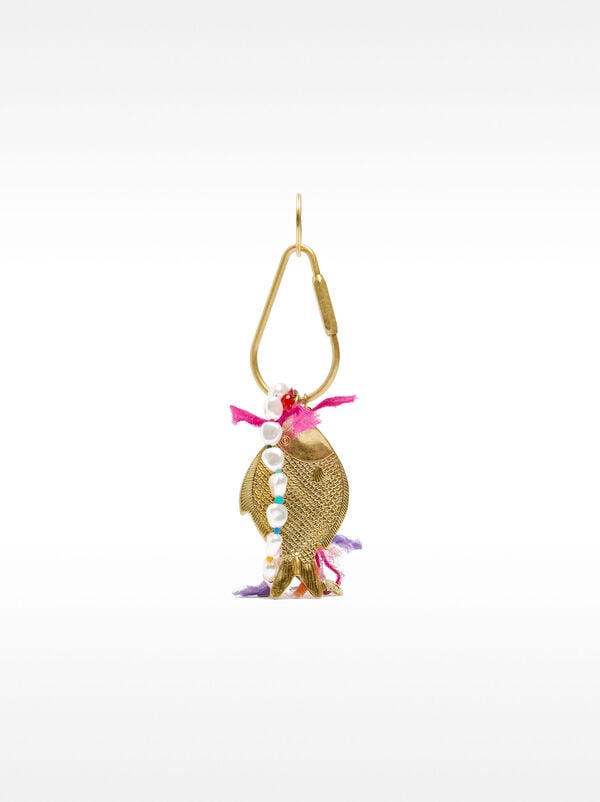 Charm keychain with shell and fish