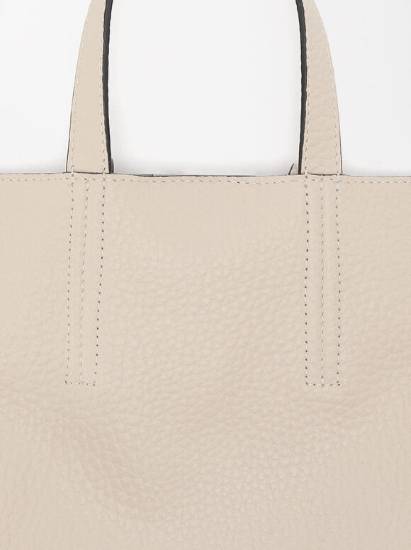 Personalized Leather Tote Bag, Ecru, hi-res