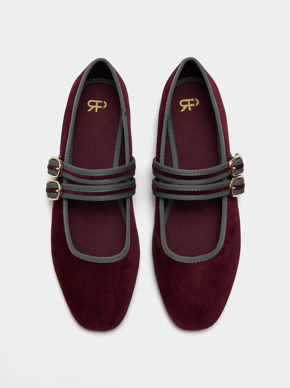 Fabric ballet flats with double buckle