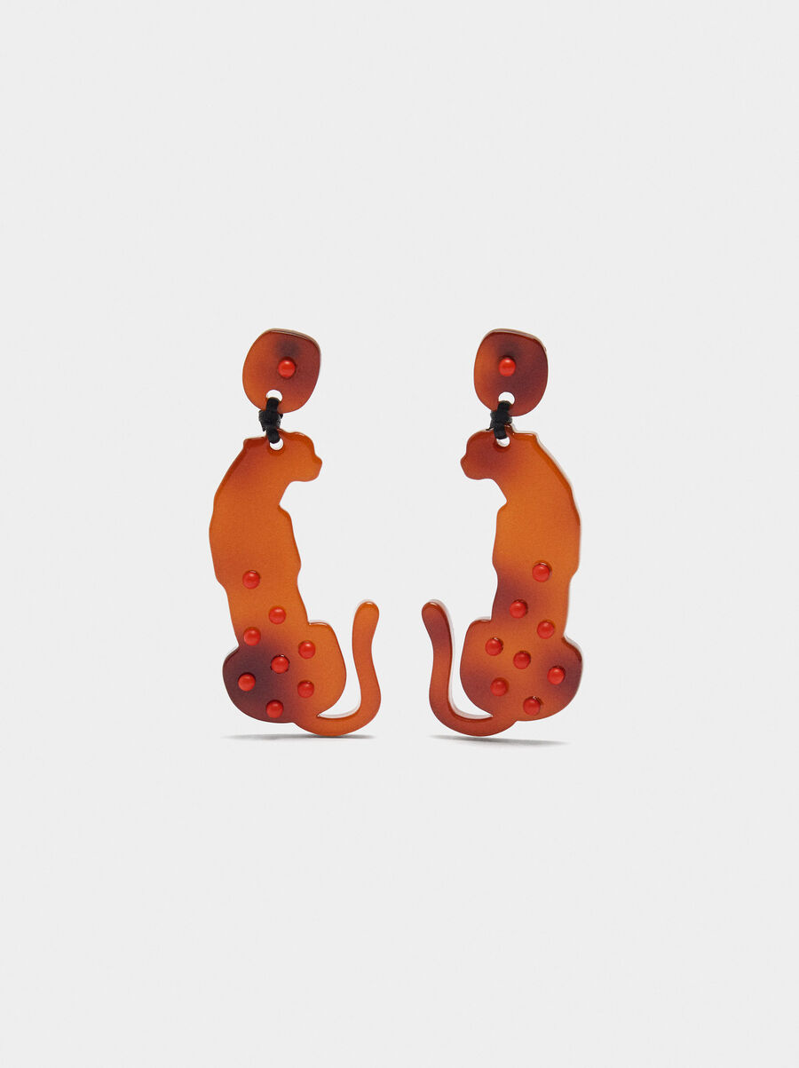 Maxi tiger earrings with resin